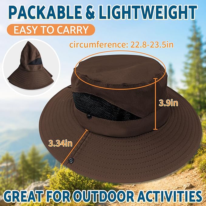 PFFY Sun Hats for Men Women Wide Brim Bucket Hat UPF 50+ Outdoor Beach Hiking Fishing Hat