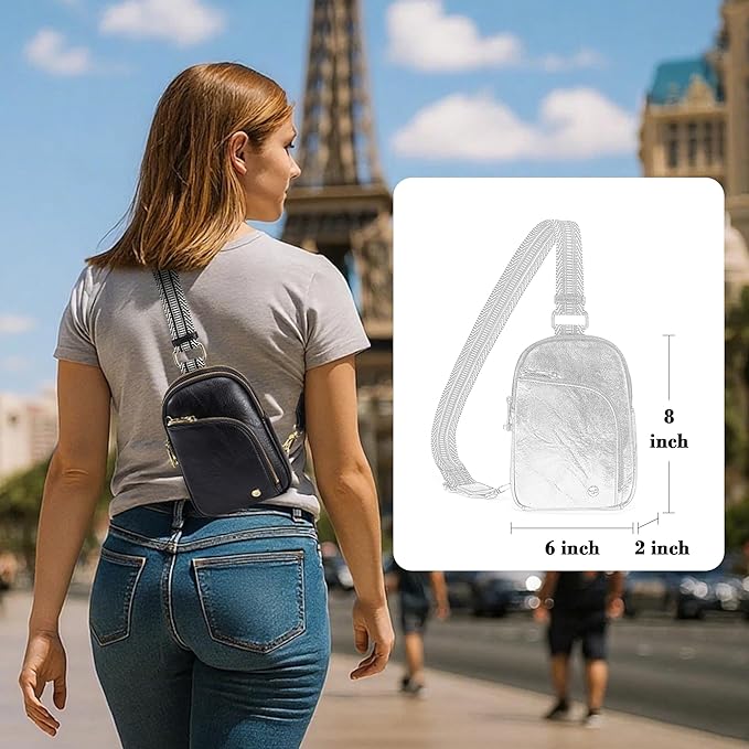 INICAT RFID Blocking Sling Bag, Anti Theft Crossbody Bag for Women Compact Travel Purses Leather