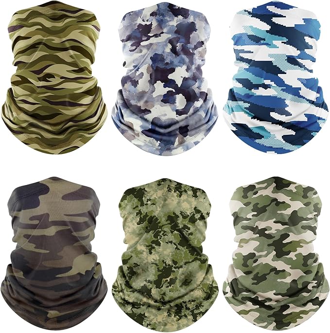 Fuinloth Neck Gaiter, 6 Pack Cooling UV Protection Bandana Face Mask Gator Scarf for Men Women