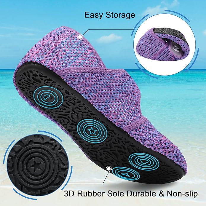 Water Shoes for Women Men Barefoot Beach Swim Aqua Socks Summer Wide Slides Sandals Quick Dry Pool River Sea Sock Shoes