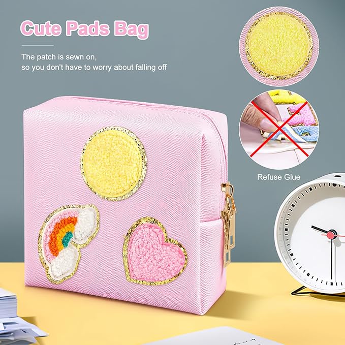 airogym Period Bag for Women, Sanitary Napkin Storage Bag, Functional PU Leather Sanitary Pad Bags for Panty Liners, Tampons, Menstrual Cup Pouches, Sanitary Pads Organizer with Zipper