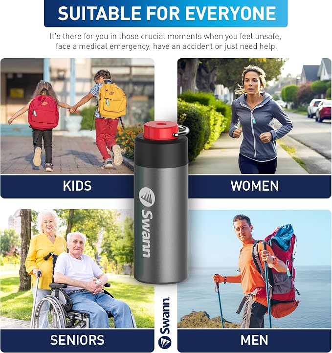 Swann ActiveResponse Mobile Personal Safety Alarm - 110dB Loud Emergency Siren with SMS Alerts & Mobile Connectivity, Long Battery Life, Smart SOS Safety Alarm, Key Chain, MPRS