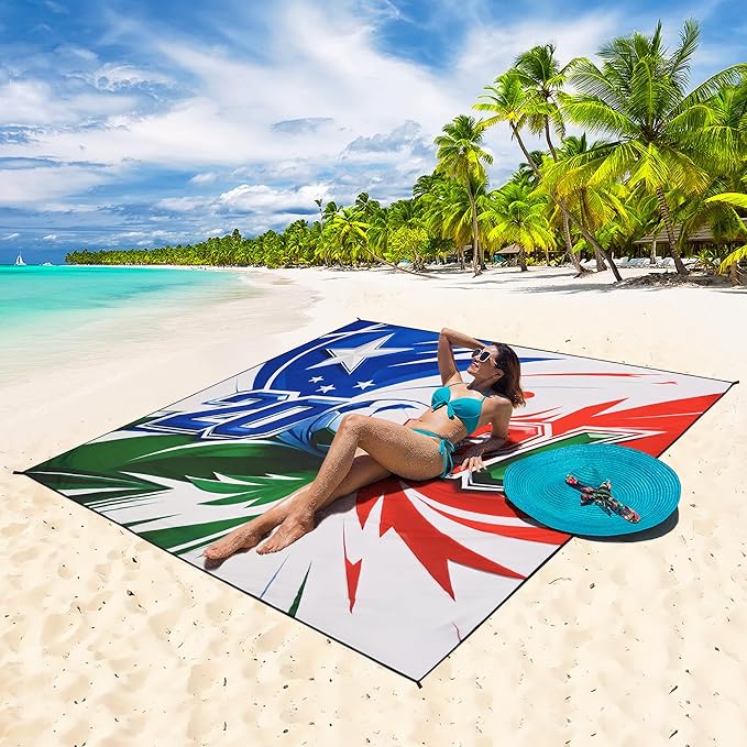 WIWIGO Beach Blanket Waterproof Sandproof Beach Mat 79" X 83"/10'x9'for 2-8 Adults Quick Drying Outdoor Picnic Mat Beach Accessories for Travel, Camping, Hiking
