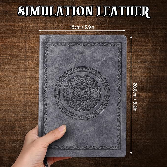 Fetinar 2026 Leather Vintage Journal Notebook,300 Pages,Leather Softcover Lined Journal Notebooks for Women Men,Notebook Journals for Writing Travel,Business,Office,Grey