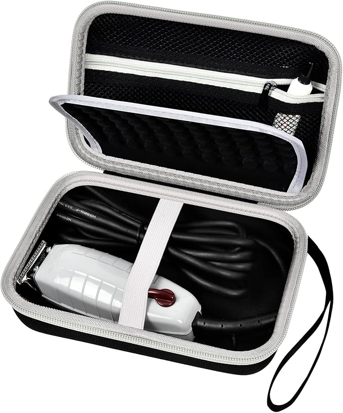 Case for Andis Professional T-Outliner Beard & Hair Trimmer, Model GTO 04780/04710/04603/04775, with Mesh Pocket for Attachment Set - Bag Only (Black+Black Inner)