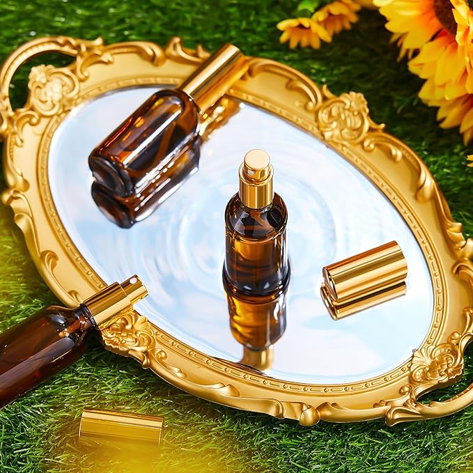 Tessco for you 20 Pcs 30/60/100 ml Glass Spray Bottles Frosted Empty Perfume Bottle Atomizer Refillable Clear Bottle with Fine Mist Sprayer Pump for Room Face Travel Business (1 oz,Amber)