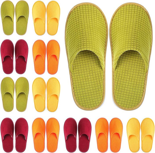 Geyoga 12 Pair House Slipper for Guest Non Slip Disposable Slipper for Travel Washable Reusable Closed Toe Hotel Bridesmaid Indoor Spa Wedding Party Shoeless Home
