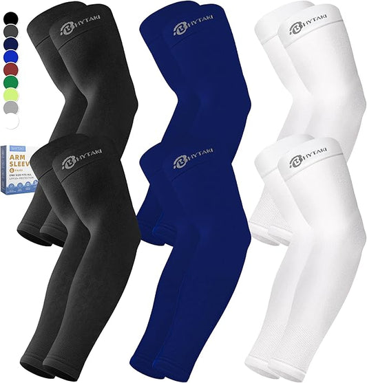 BHYTAKI Cooling Compression Arm Sleeves for Men Women,UPF50 UV Sun Protection Sleeves for Work Sport Tattoo Cover Up