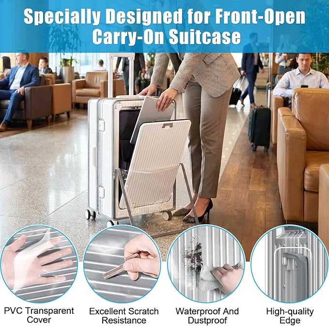 Yotako Clear Luggage Cover Protector with Front Pocket Zipper, 28 Inch Luggage Covers for Front Open Suitcase Wheeled Suitcase 28", No Disassembly