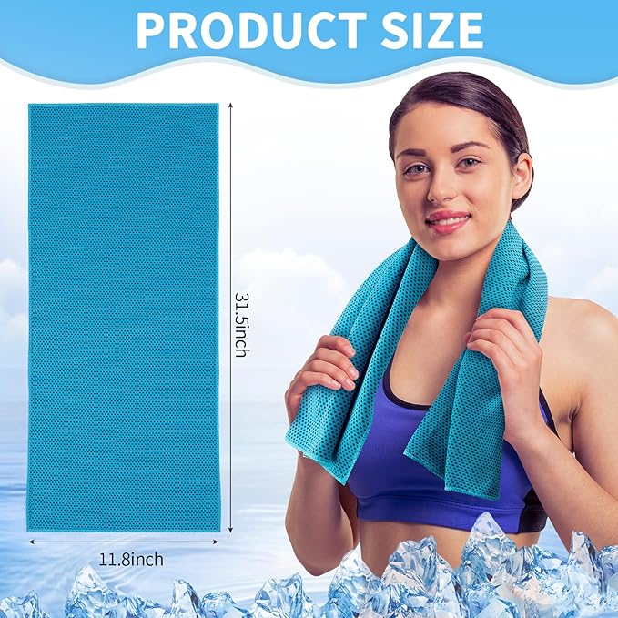 Honoson 10 Pcs Cooling Towel Bulk - Neck & Face Cool Chilly Towels Microfiber Breathable Sport Sweat Rag for Gym, Yoga, Travel, Camping, Running, Outdoor (Vivid Colors)