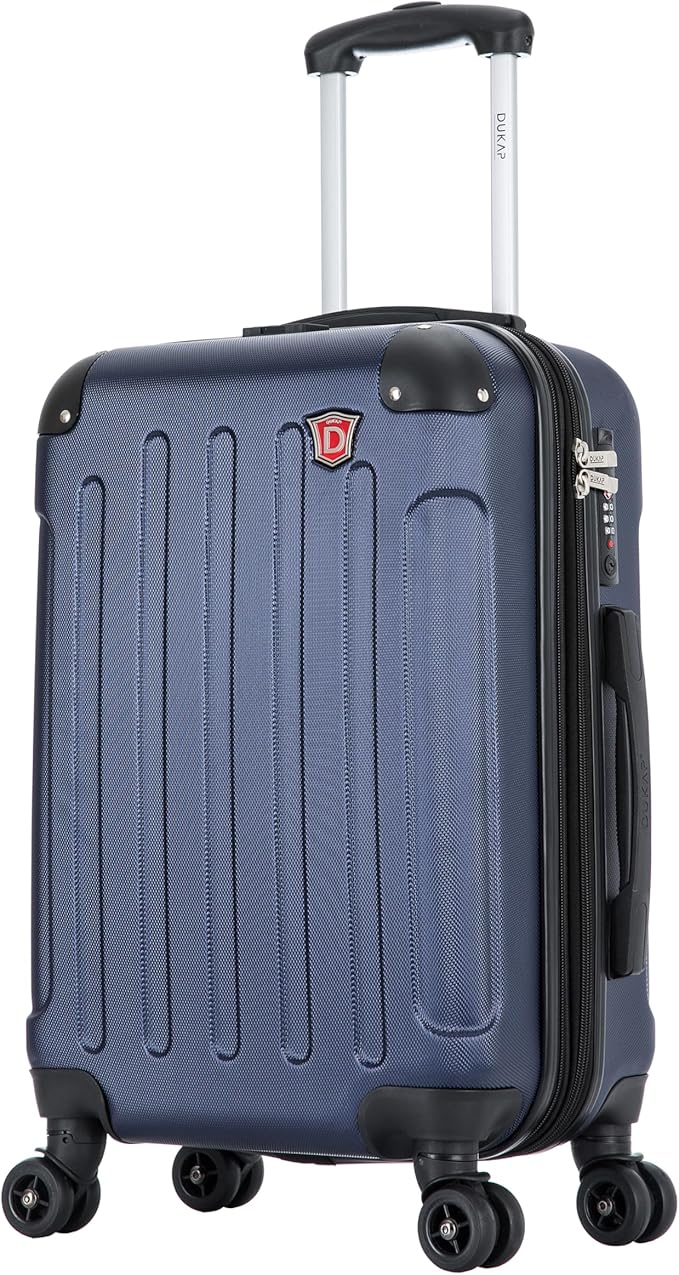 DUKAP INTELY Luggage with Integrated USB Port and Spinner Wheel | Spacious Travel Suitcase with TSA Lock and Ergonomic GEL Handle | 20 Inch Hardside Carry-On Luggage | Blue