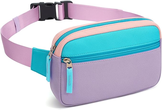 Fanny Pack Birthday Graduation Gifts for 7 8 9 10 11 12 13 Year Old Teen Girls Her Kids, Preppy Cute Trendy Stuff Colorblock Crossbody Bag Adjustable Belt Bags for Travel Essentials