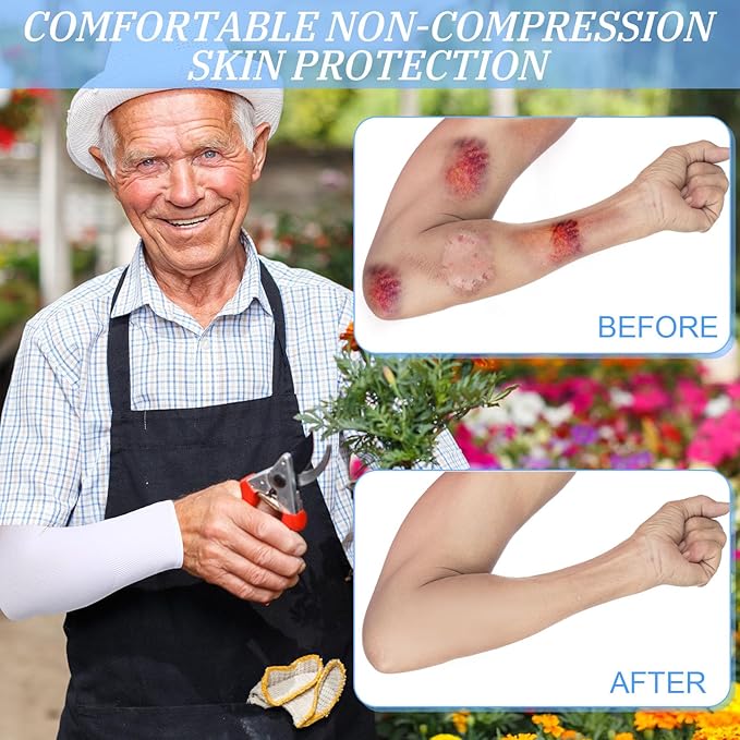 Janmercy 8 Pairs Elderly Skin Thin Protector Sleeves Bruise Abrasions Protective Arm Sleeve