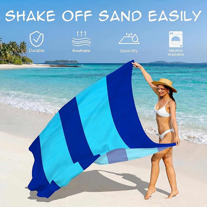 Aroveea Beach Blanket Waterproof Sandproof 1-7 Adult Oversized 78''X81''/10'X9' Lightweight Durable Compact Sand Free Beach Mat for Travel Camping Hiking Picnic Blanket
