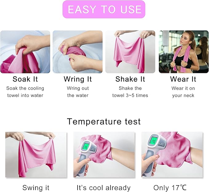 5Packs Cooling Towels (40"x 12"), Ice Towel, Yoga Towels, Workout Towel Stay Cool for Yoga, Cool Towel, Workout, Camping, Fitness, Running, Workout & More Activitie…