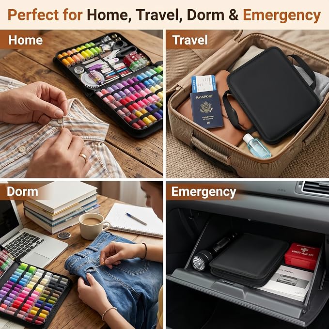 Forypretty Sewing Kit for Adults, 304 PCS Needle and Thread Kit with Tailor Scissors and Accessories, 50 XL Thread Spools, Travel Sewing Kit for Beginners, Oxford Cloth, Gift for Mom Grandma