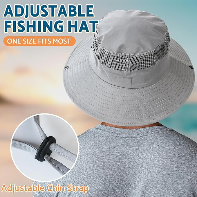 PFFY Sun Hats for Men Women Wide Brim Bucket Hat UPF 50+ Outdoor Beach Hiking Fishing Hat