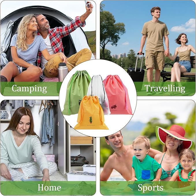 10PCS Waterproof Drawstring Bag, 8 Colorful Travel Storage Bags & 2 Clear Bags, Portable Plastic Travel Organize Pouch for Swimming Gym Pool Beach Sports Wet Cloth Shoes