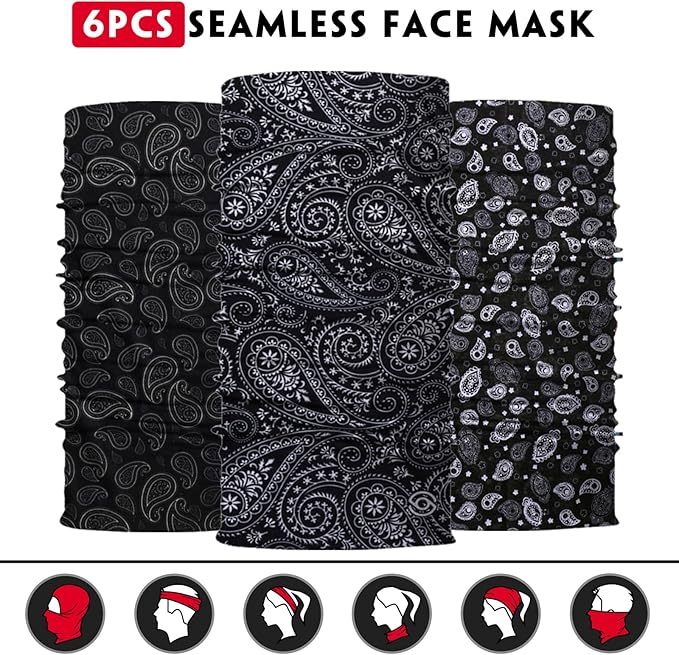 Neck Gaiter for Men Women Headwear Bandana Head Wrap Face Scarf Mask Cover Warmer Balaclava-Seamless & Versatile