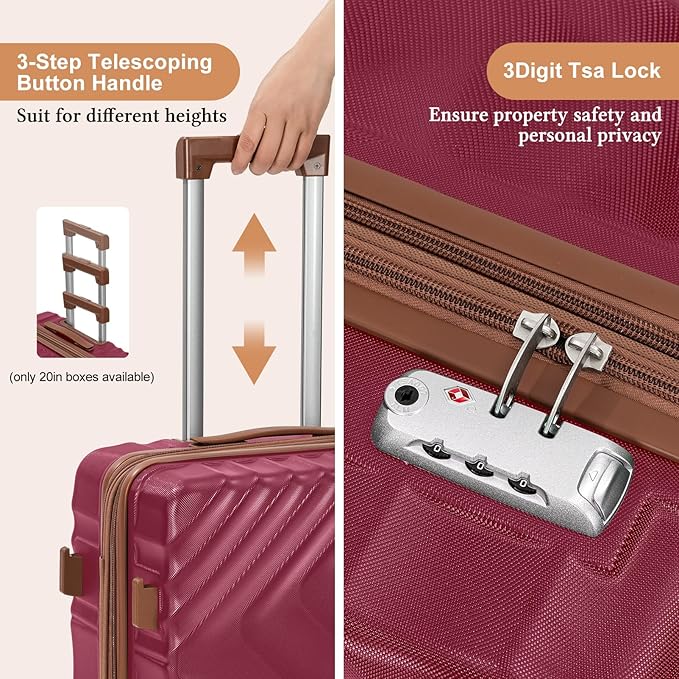 Rosamo 5 Piece Luggage Set Expandable Hardside, 20/24/28in Suitcases with Matching Travel Bags, 22x14x9 Airline Approved Carry On, TSA Lock, Spinner Wheels, ABS+PC