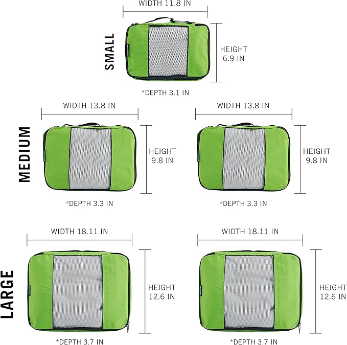Travel Wise Packing Cubes for Travel - 5 Piece Set with Pattern Design, Lightweight Ripstop Nylon Luggage Organizers with Mesh Panel, Small Medium Large Sizes