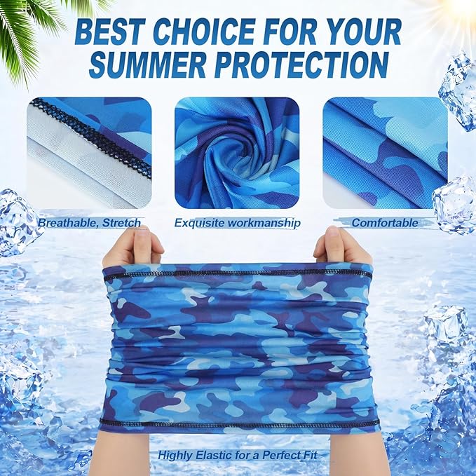 Geyoga 6 Pieces Summer UV Protection Cooling Neck Gaiter Face Clothing Neck Gaiter Mask Scarf Sunscreen Breathable Bandana