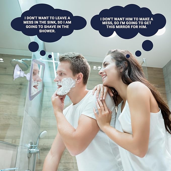 MIRRORVANA Fogless Shower Mirror for Shaving with Upgraded Suction, Anti Fog Shatterproof Surface and 360° Swivel - 6.3" x 6.3"