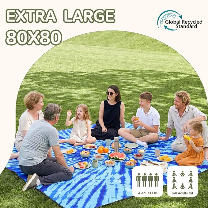 Genovega Waterproof Sandproof Beach Blanket Picnic Outdoor Mat Rug Extra Large Foldable Sand Free Big Giand XL Car Essential Roadtrip Gadget Rv Accessories Gear Must Haves Dad