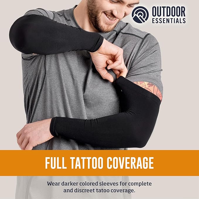 OutdoorEssentials UV Sun Sleeves for Men & Women, Cooling Arm Sleeves UPF 50+ | Golf, Tattoo Cover Up, Sun Protection