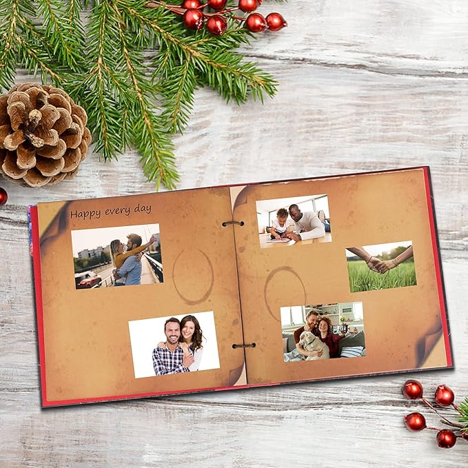 12 x 12 Inch Our Adventure Book, 60 Pages Handmade DIY Scrapbook Album, Travel Wedding Anniversary Photo Album, Gift for Family Couple Baby