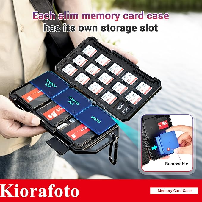 Memory Card Case Carrier with 3 Individual Slim Credit Card Size Memory Card Holder for 36 SD SDXC SDHC & 74 TF MSD Cards,Water-Resistant Micro SD Card Organizer Achieve Easy Daily Carry & Storage