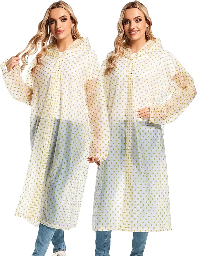 2PCS Rain Ponchos for Adults Reusable Rain Coats for Adults Rain Jackets Raincoats for Men Women