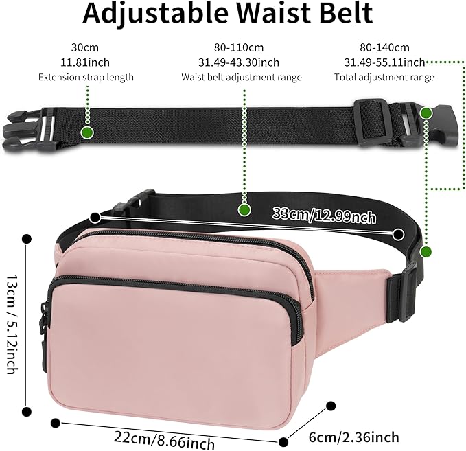 Fanny Pack Nylon Mini Belt Bag Everywhere Belt Bag for Women Water Repellent Waist Packs Crossbody Bags with Adjustable Strap
