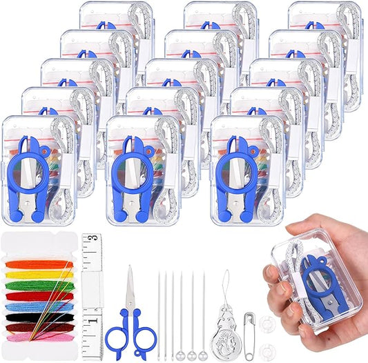 Knitgrip 15 Boxes Mini Sewing Kit Travel Small Emergency Sewing Kit Quick Fix Pre Threaded Needle Basic Portable Repair Tool for Beginner Traveler Home Hotel