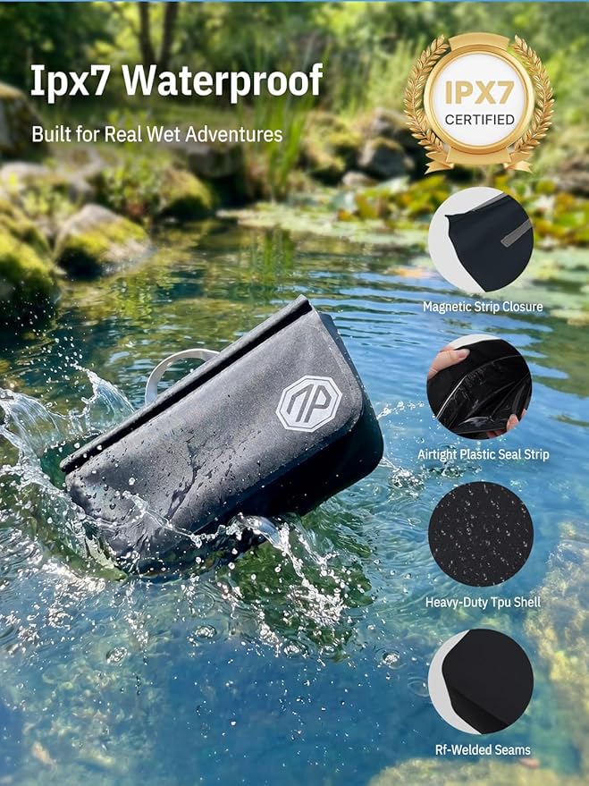niphean IPX7 Waterproof Fanny Pack with Magnetic One-Hand Closure, Durable Waterproof Dry Bag, for Kayaking, Paddle Boarding, Beach Cruise Essentials, 2.5L Phone Pouch Dry Bags for Men Women