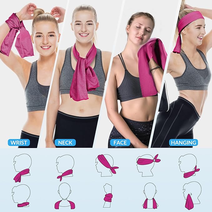 4 Pack Cooling Towels for Neck and Face(40"x12"), Cooling Neck Wraps, Ice Towel for Hot Weather, Soft Breathable Gym Towel, Cool Towel for Workout, Camping, Yoga, Sport, Running