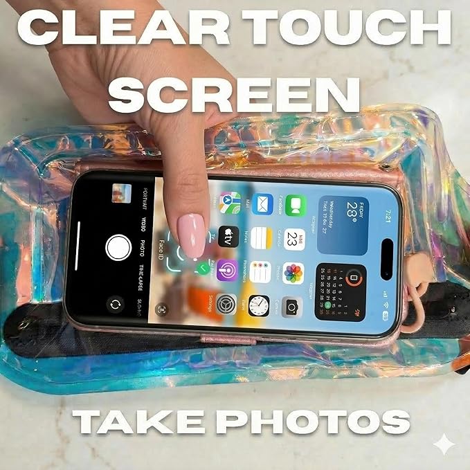 DRENCH Iridescent Waterproof Fanny Pack | Submersible Dry Bag Waist Pouch for Swimming, Snorkeling & Kayaking | Waterproof Phone Case & Underwater Phone Holder for Beach, Pool Parties & Travel