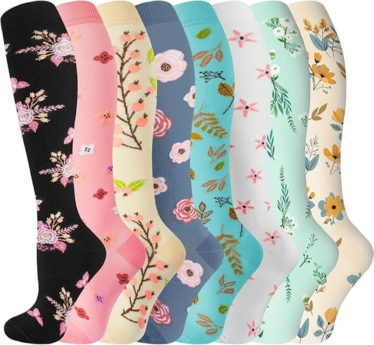 cerpite Compression Socks for Women & Men Circulation 8 Pairs Compression Socks 20-30 mmhg Best for Running,Nurse,Travel