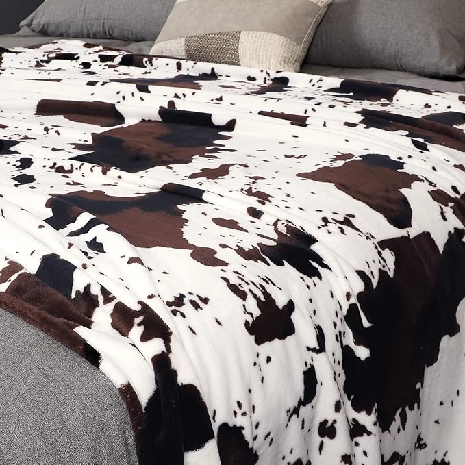 Edenleaf Flannel Cow Print Blanket 60"x80", Ultra Cozy Cow Throw Blanket for Couch Bed and Travel, Cow Decor Throw Blankets for Bed, All Seasons Twin Size Blanket 60"x80"