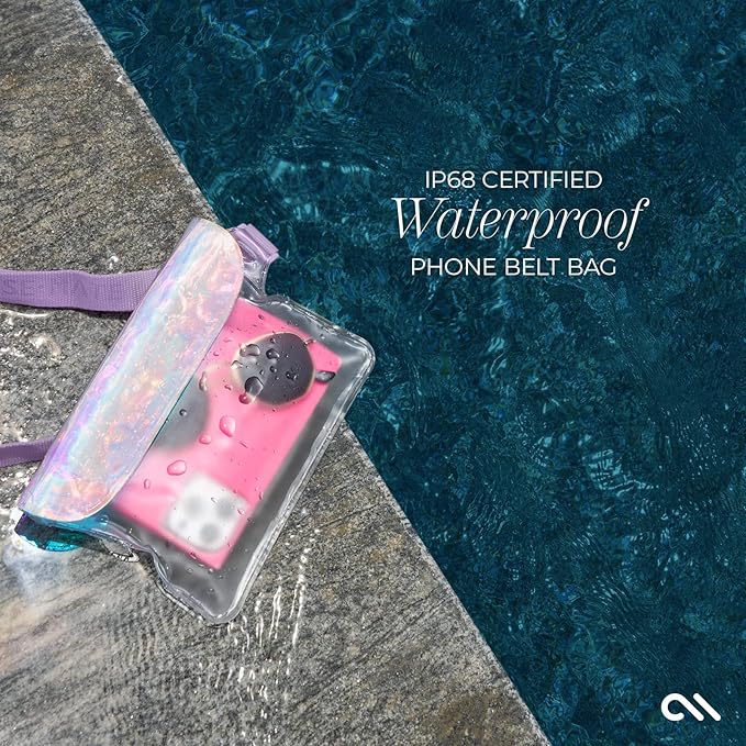 Case-Mate Soap Bubble IP68 Waterproof Phone Pouch/Case with Triple Seal Protection, Adjustable Strap - Waterproof Fanny Pack for iPhone 17 Pro Max/iPhone 16 Pro Max/15/14/S26/S25/Pixel 10 - Iridescent