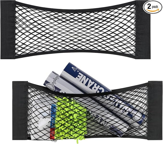 2 Packs Universal Mesh Cargo Net,Elastic Car Storage Net Pocket Bag for Trunk,Automotive Cargo Nets Storage Pouch Add On Organizers for RV,Car,Truck(22.6 * 9.5 inch)