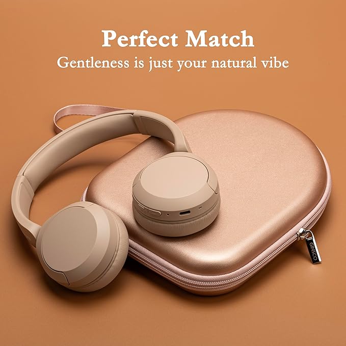 Ginsco Case Compatible with JBL Tune 510BT/520BT/500BT with Sony WH-CH520/510, Ultra-Slim Hard Shell Waterproof Headphone Case for On Ear Headphones (Rose Gold)