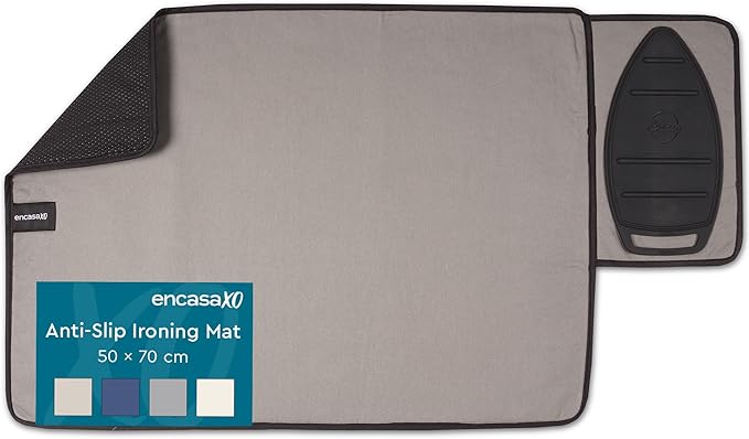 Encasa XO Ironing Mat/Pad Small 28"x20" with Padding, Anti-Slip, Silicone Iron Rest, Steam Press on Tabletop & Bed, Heat Resistant, Portable, Easy to Carry, Beige