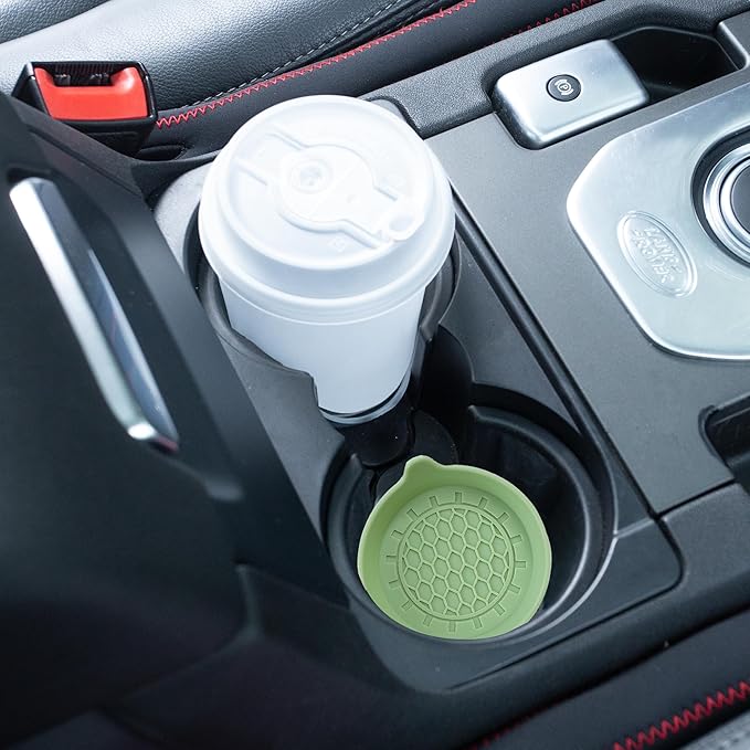 Amooca Automotive Cup Holders Universal Car Cup Coaster Waterproof Non-Slip Sift-Proof Spill Holder Car Interior Accessories 2 Pack Tea Green