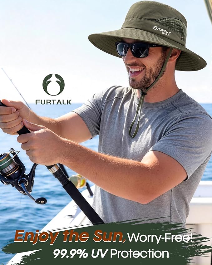 FURTALK Mens Bucket Sun Hat UPF 80+ Wide Brim Hiking Fishing Beach Outdoor Hats