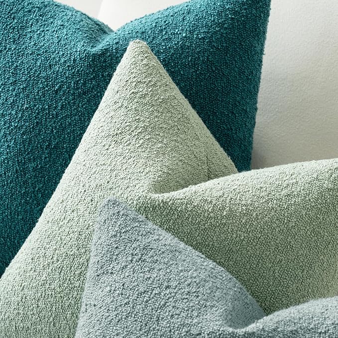 MIULEE Textured Boucle Throw Pillow Cover Teal Accent Solid Lumbar Spring Pillow Case Decorative Soft Pack of 1 Couch Cushion Chair Sofa Bedroom Livingroom Home Decor,12x20 Inch
