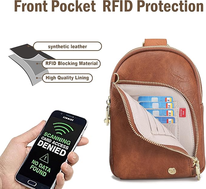 INICAT RFID Blocking Sling Bag, Anti Theft Crossbody Bag for Women Compact Travel Purses Leather
