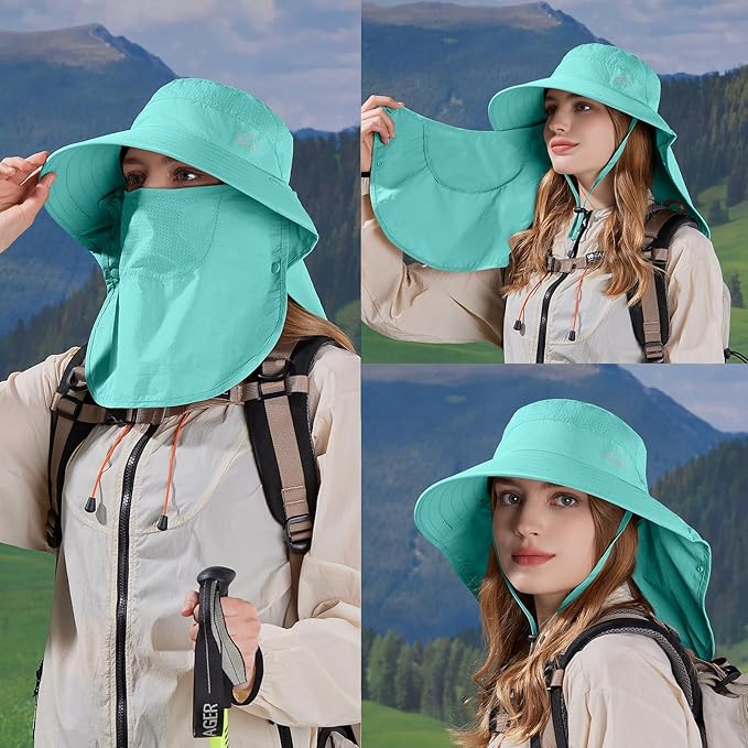 Sun Hat for Men Women with Neck Flap,UPF 50+ UV Protective Hiking Fishing Hats,Wide Brim Sun Hat for Women&Men