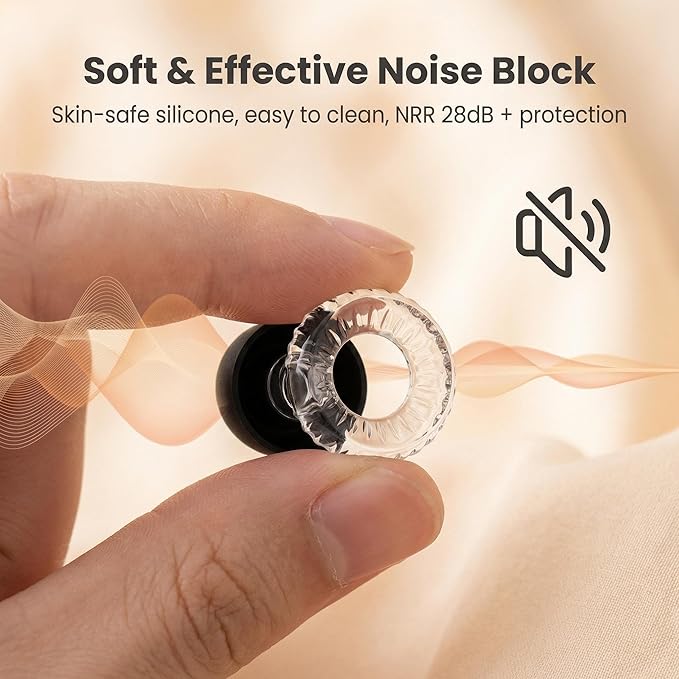 Ear Plugs for Noise Reduction – Reusable Silicone Earplugs with Filter Technology for Sleeping, Travel, Focus, Concerts & Motorcycling Ear Plug +8Tip (Round Transparent)