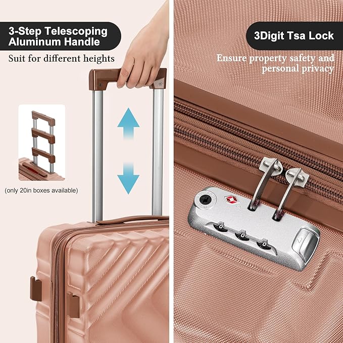 Rosamo 5 Piece Luggage Set Expandable Hardside, 20/24/28in Suitcases with Matching Travel Bags, 22x14x9 Airline Approved Carry On, TSA Lock, Spinner Wheels, ABS+PC
